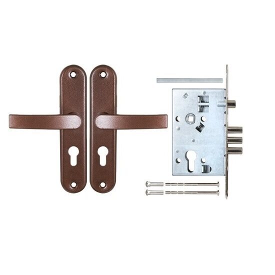Корпус врезного замка с защёлкой в комплекте с ручкой ЗВ4-31/55 (медный антик) /78930/