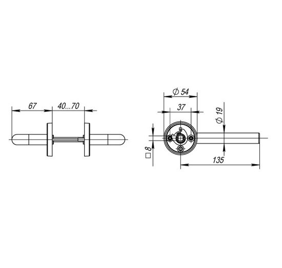 Ручка раздельная Fuaro DSS-0201/19 (нержавейка), квадрат 8x110 мм